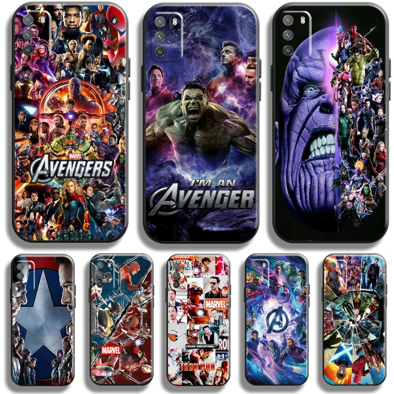 

Marvel Avengers For Xiaomi Poco X3 PRO NFC X3 GT POCO M3 M3 Pro 5G F3 GT Phone Case Black Carcasa Liquid Silicon Back