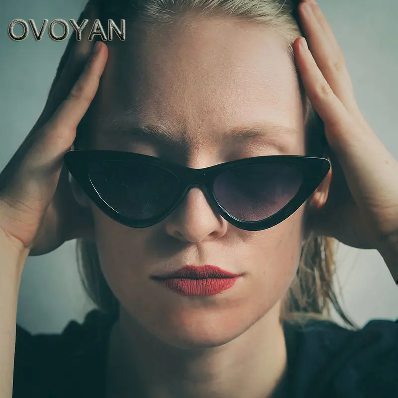 OVOYAN 2023 маленькие солнцезащитные очки кошачий глаз женские маленькие ретро солнцезащитные очки для женщин/мужчин индивидуальные трендовые треугольные очки женские UV400