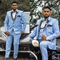 plus size wedding men suits light blue groom prom party business blazer tuxedo jacketvestpants 3 pcs suits set custom made
