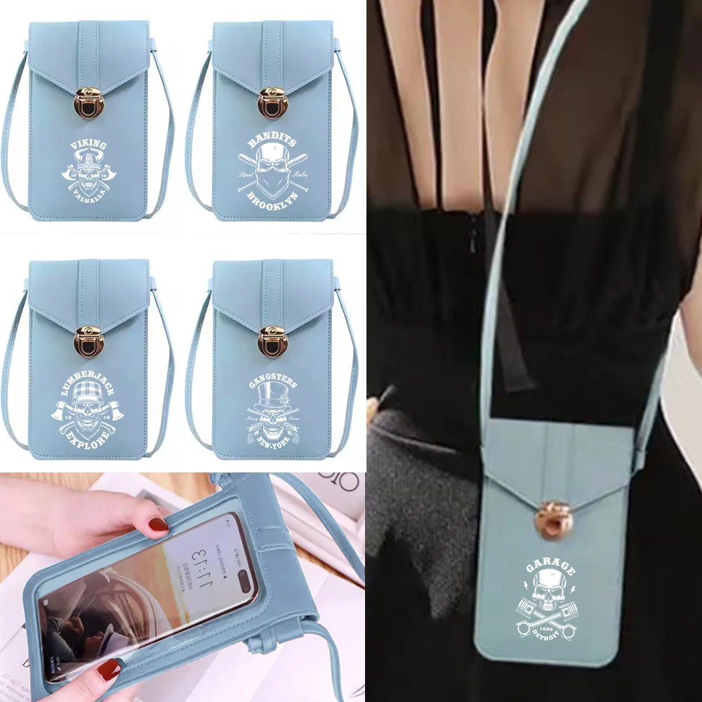 Купи 2023 New Shoulder Bags for Women Luxury Handbags Universal Touch Screen Cell Phone Case Cover Crossbody Bag Wallet Skull Printed за 269 рублей в магазине AliExpress
