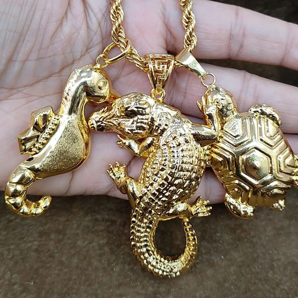 

3pcs Animal Pendant with 60cm Chain Elephant Crocodile Dolphin Charms Pendant DIY Jewelry Necklace Key Chain Jewelry Accessory