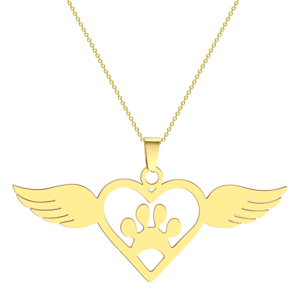 Крошечное серебряное ожерелье в форме сердца и крыльев маленькая лапа кулон виде