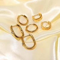 allnewme hyperbole multi styles round square cz zirconia hoop earrings for women gold stainless steel c shape earring oorbellen
