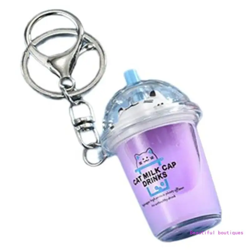 Очаровательный брелок для чая с котом в молоке акриловый модный кулон телефона