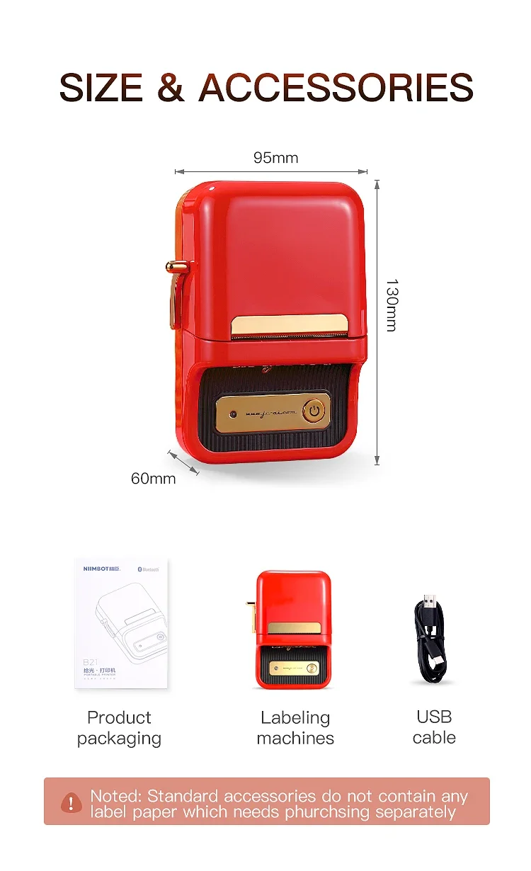 Ювелирные изделия Jingchen B21 термонаклейка мини-принтер этикеток со штрих-кодом