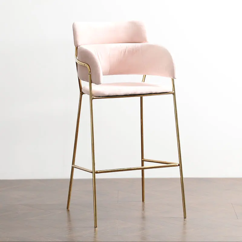 

Modern Best Selling Luxury elegant bar furniture gold chromed leg metal velvet stool bar chairs with Commercial Furniture