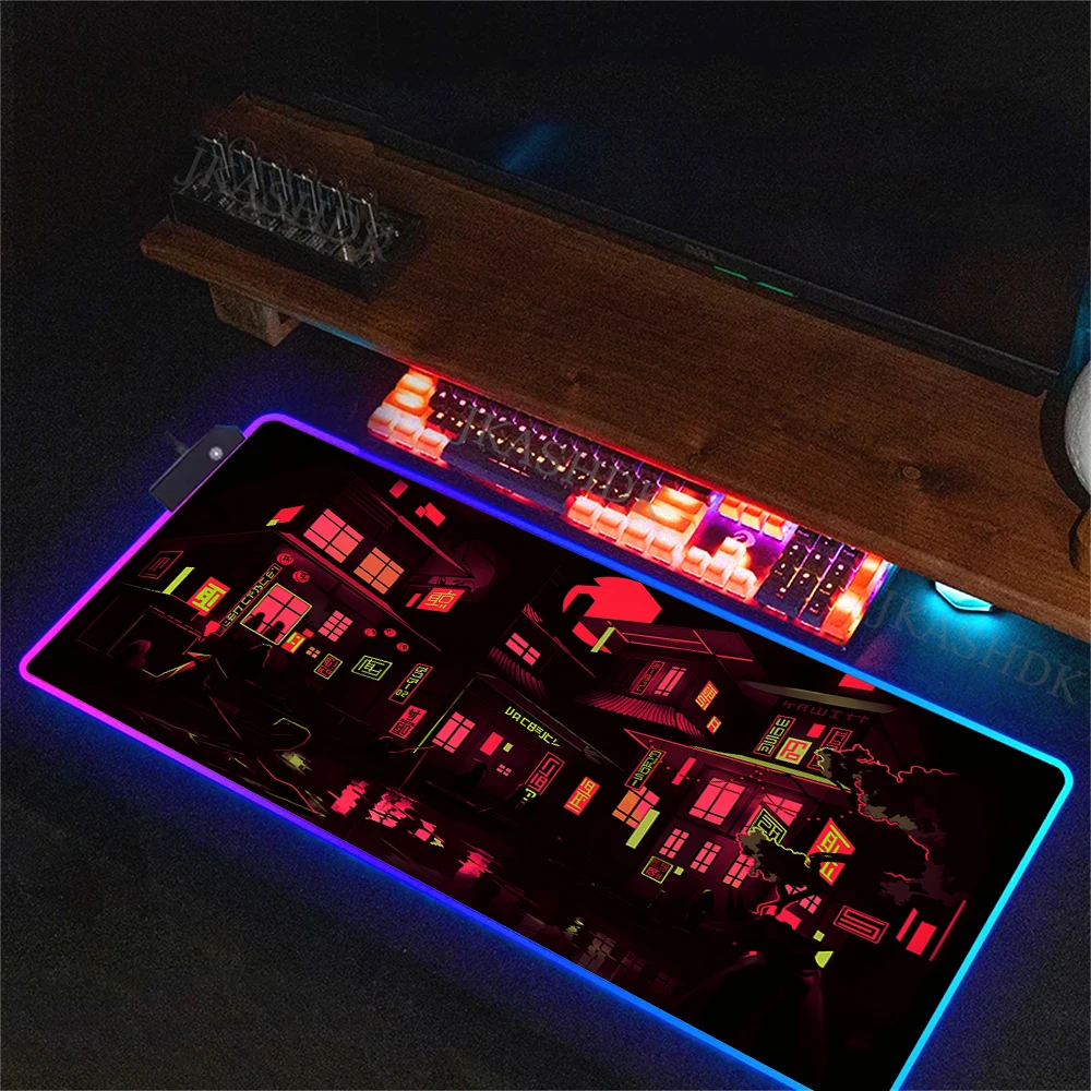Светящийся коврик для мыши RGB Neon City