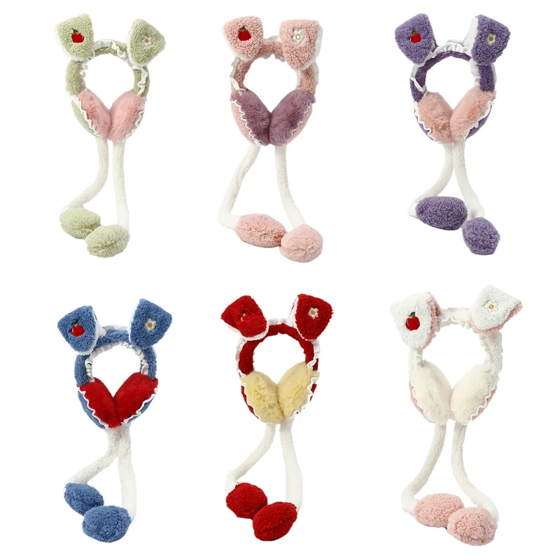 

Funny Plush Bunny Earmuff Moving Jumping Rabbit Earwarmer Cute Unisex Animal Ear Flap for Children Toddler Multi Color