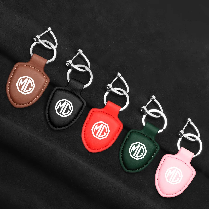 

Leather Car Styling Emblem Key Chain Ring For MG Morris Garages MG3 MG5 MG6 MG7 ZS GT HS TF ZR ES EZS GS Keychain Accessories