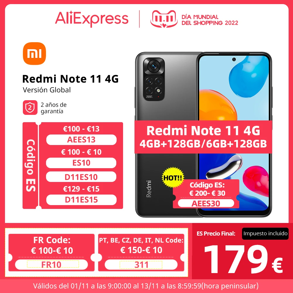 Cena Globalna Wersja Xiaomi Redmi Note 11 4G Smartphone Snapdragon 680 90Hz AMOLED Wyświetlacz 50MP Kamera 5000mAh 33W Podwójne Głośniki