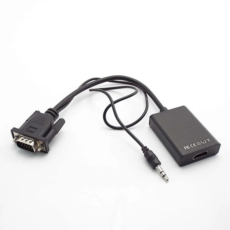 1080P Full HD VGA-совместимый конвертер с HDMI-кабелем аудиовыход адаптер VGA для ПК