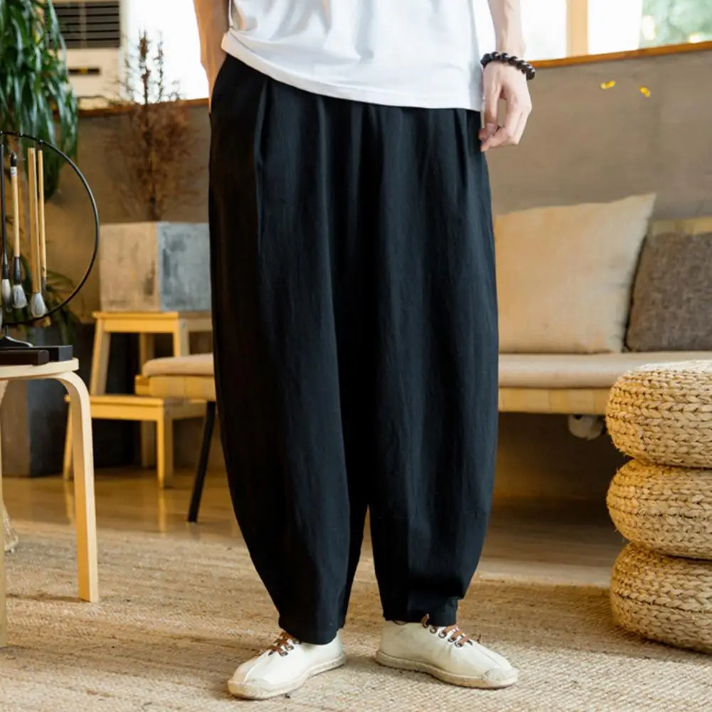 

Sweatpants Chic Straight Elastic Waist Pockets Harem Pants Breathable Casual Pants Loose for Club