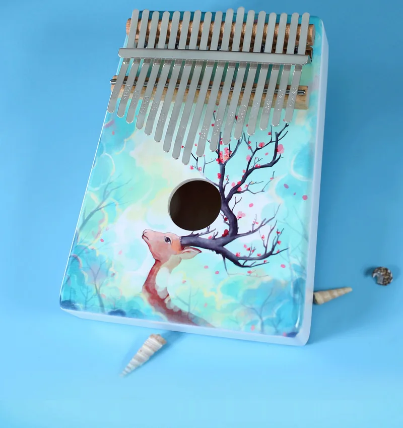 

17 Keys Kalimba for Beginners Colorful Pattern Children Birthday Gifts Stage Performance Finger Piano Musical Instruments 2022
