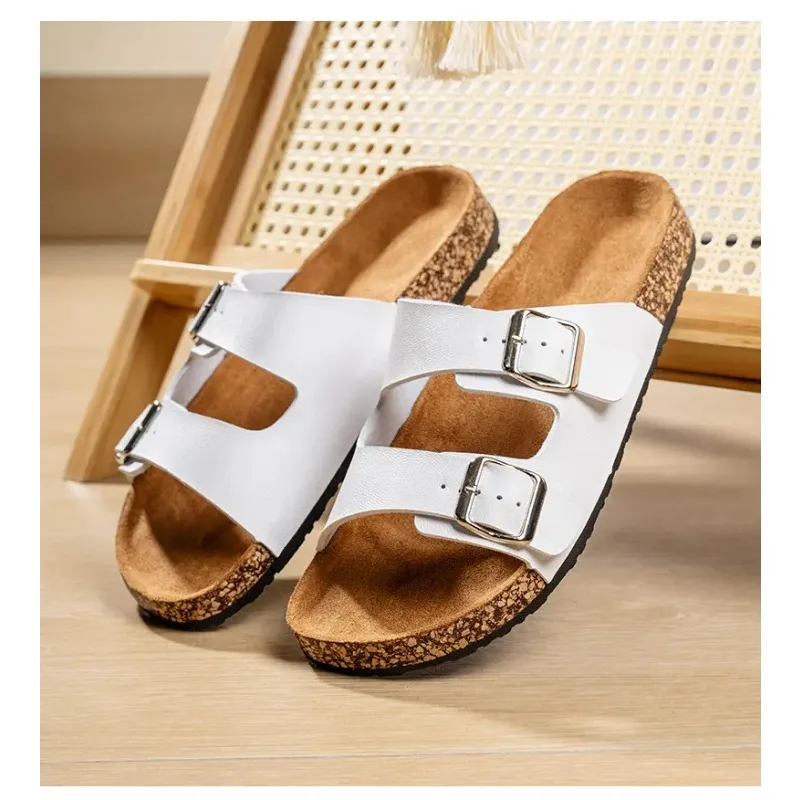 Сандалии Унисекс На Плоской Подошве С Корксаторами Регулируемые Раздвижные