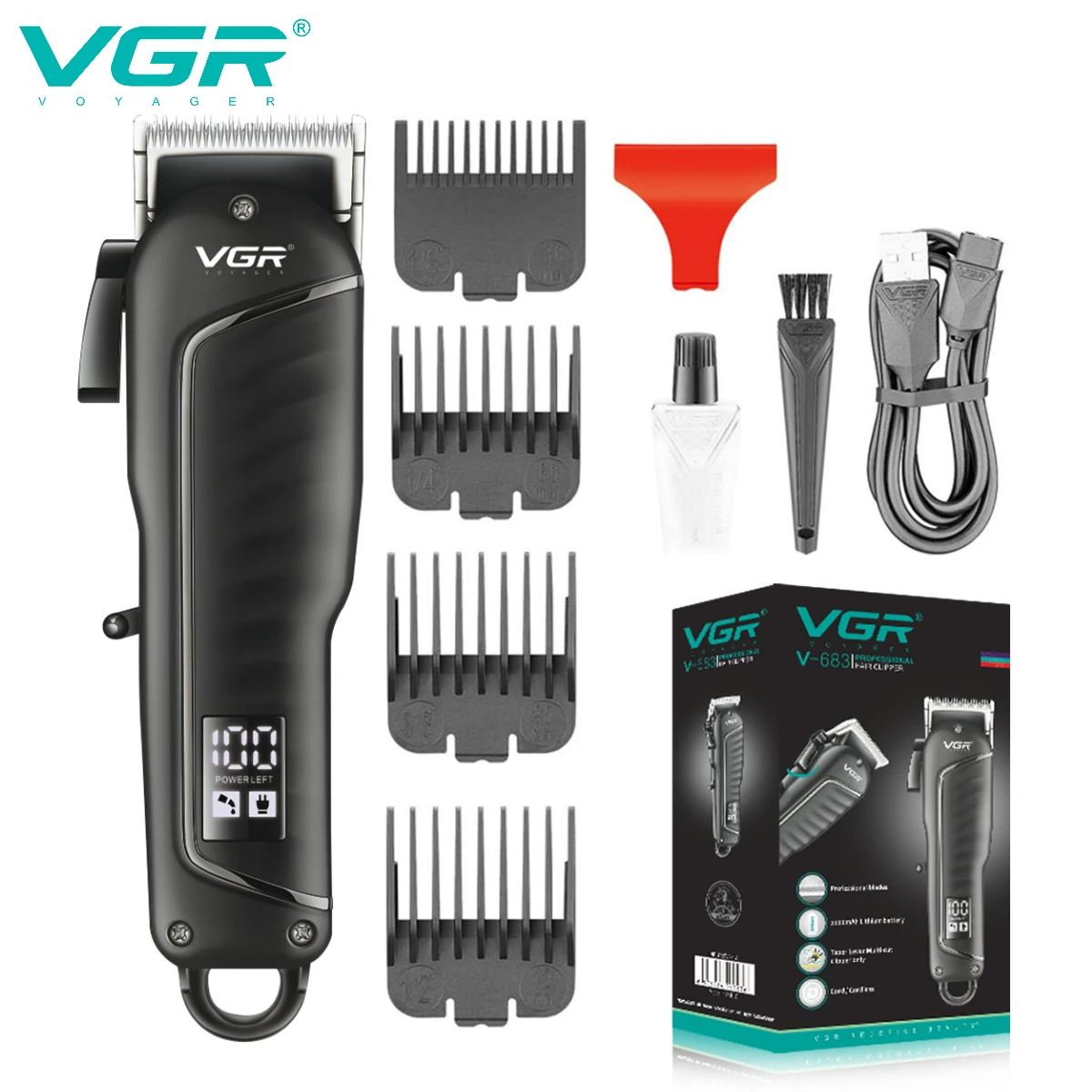 

VGR Trimmer Hair Clipper Hair Trimmer for Men Beard Trimmer Hair Cutting Machine Electric Cordless Clippers Rechargeable V-683