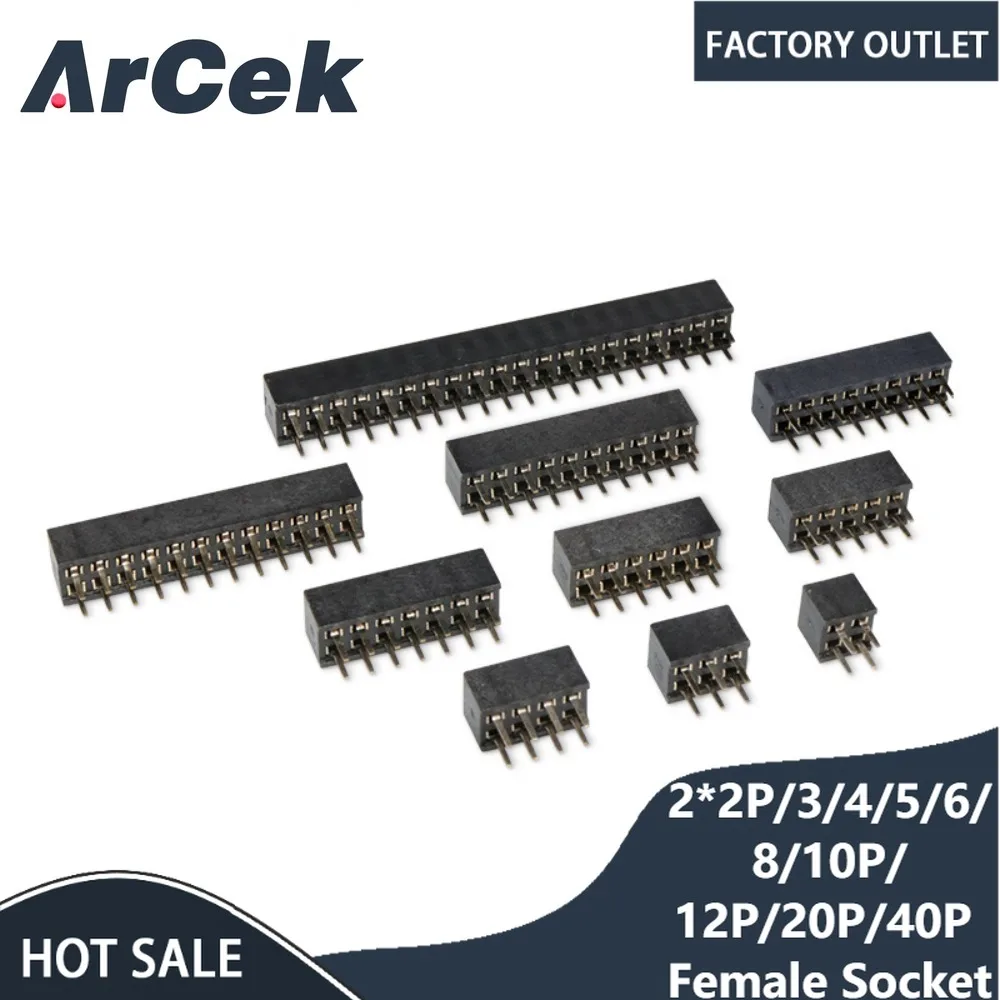 

10PCS 2X10 2X11P 2p,3p,4p,5p,6p,7p,8p,9p,10p,Pin 20P 2.54mm Female Header Double Row Female Straight Header Pitch Socket Strip