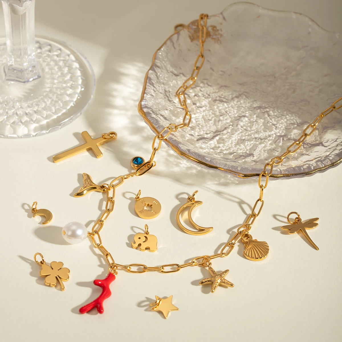 5 шт./упаковка Женские аксессуары из нержавеющей стали с позолотой 18 К