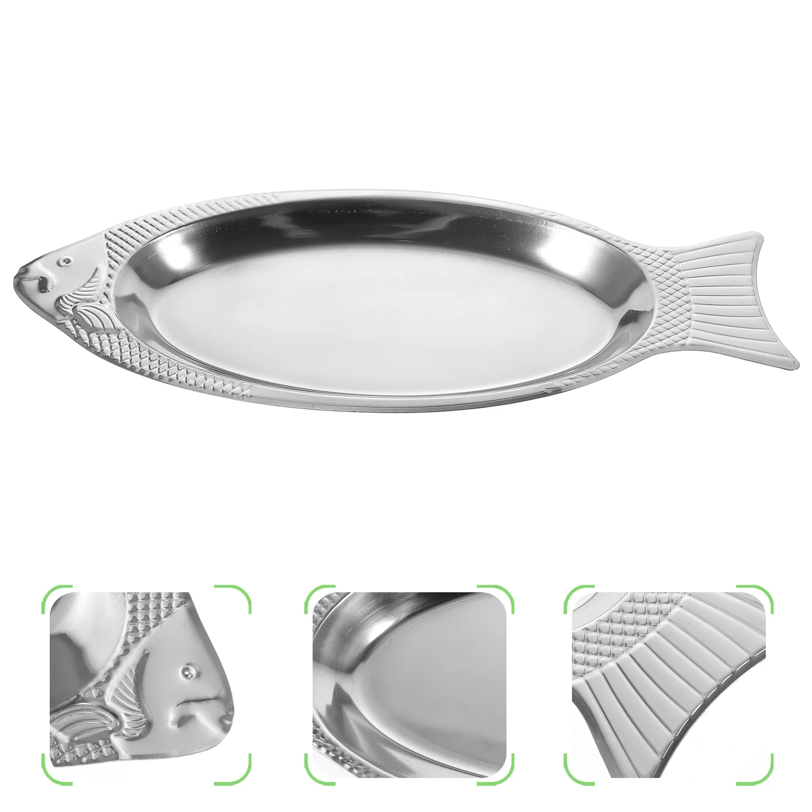 

Fish Plate Steamed Dish Party Tray Fish-shaped Stainless Steel Food Kitchen Tableware Ceramic Baking Sheet