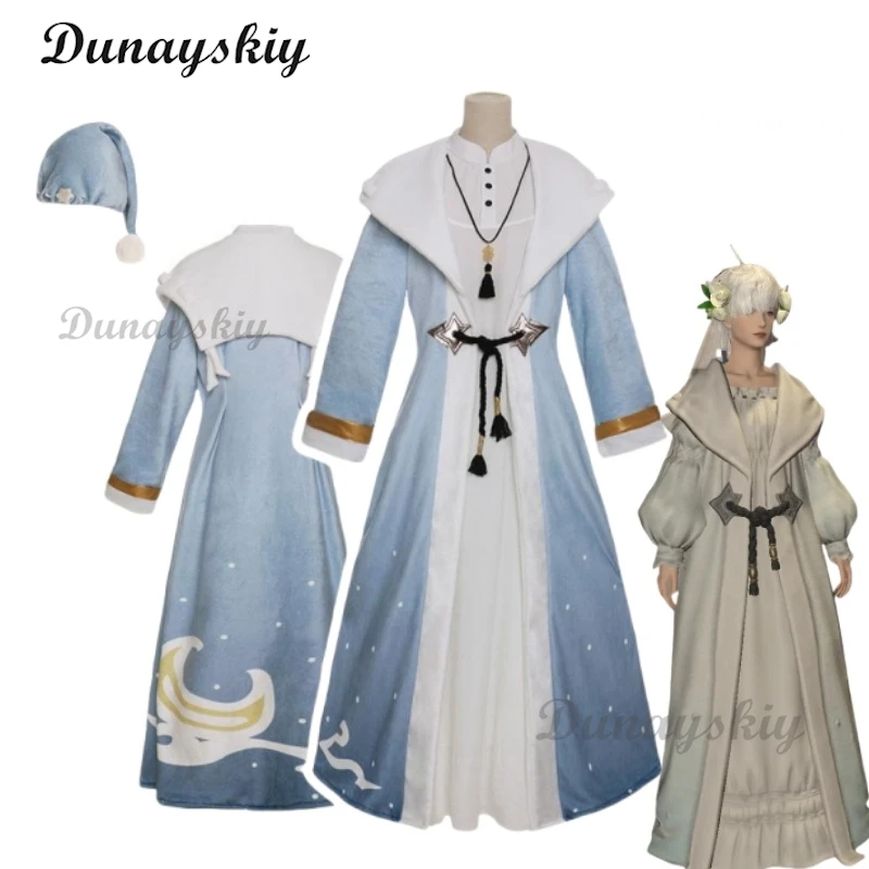FF14 ночная рубашка в форме полумесяца костюм для косплея белое милое платье