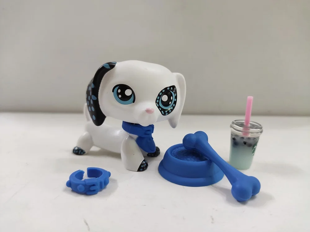 

LPS Toys Rare Pet Shop OOAK LPS White Dachshund Dog Blue Dot Ear W/Accessories Figure