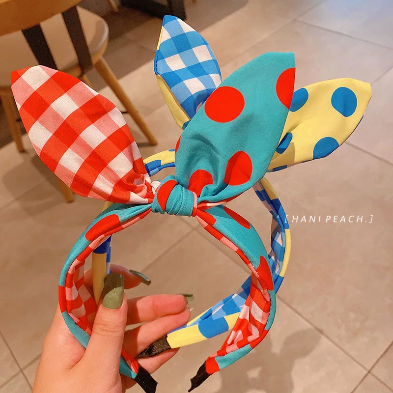 

Повязка на голову dongидентичная широкополая для девочек в горошек и с кроличьими ушками Милая повязка на голову универсальные сказочные акс...