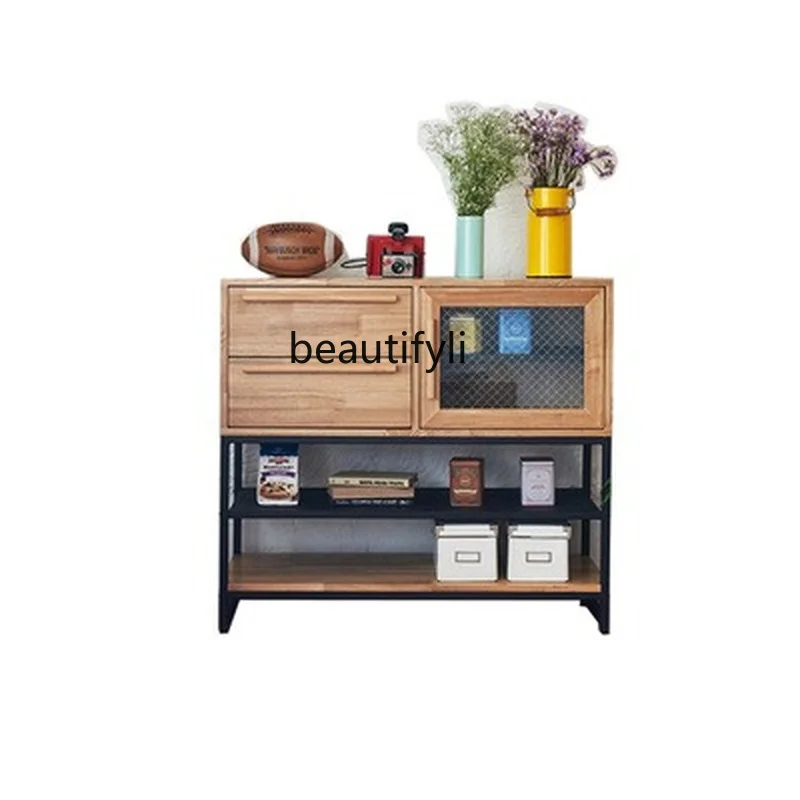 Solid Wood Sideboard L Console Tables Storage Rack Nordic Living Room Decoration Table Living Room Furniture