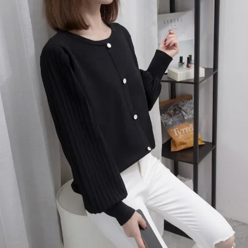 

Свитеры свободные трикотажные с длинным рукавом для беременных женщин зимние черные