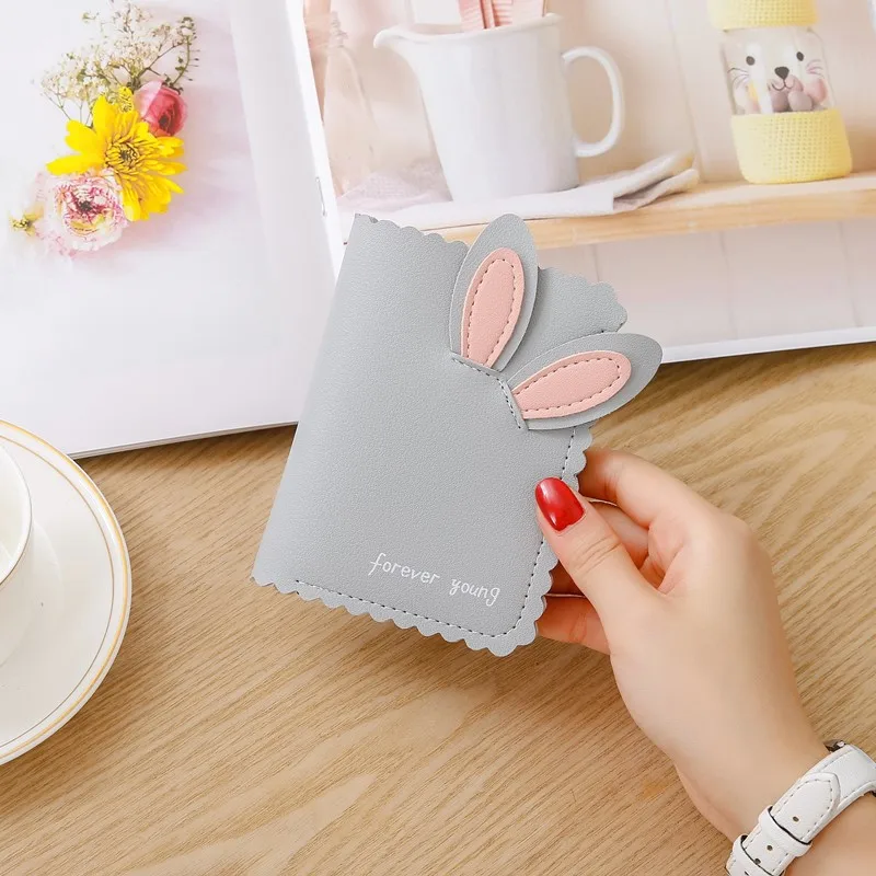 8 Card Slot 1 Photo Slot Wallet Short Cute Rabbit Ear Female Wallet Zero Wallet 2023 Korean PU Zipper Purse Cash Card Holder