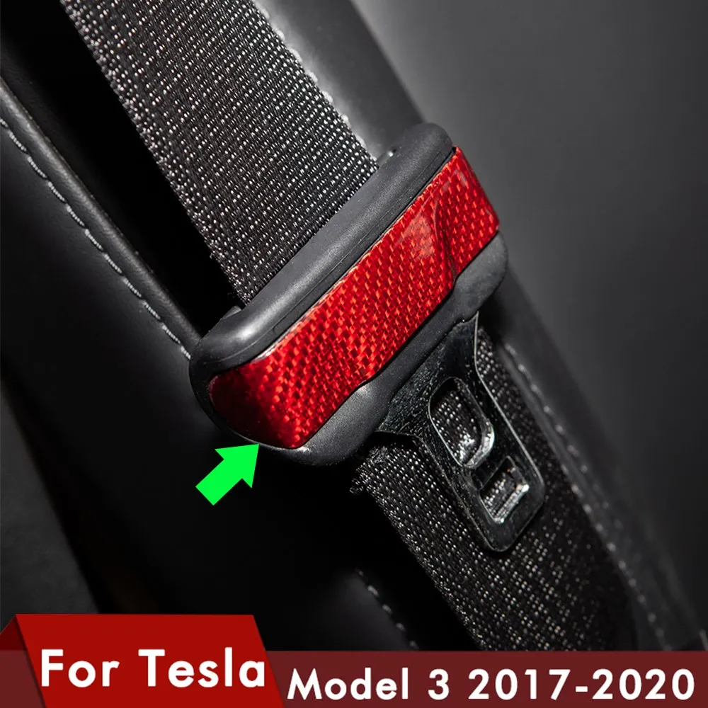 

2Pcs/Set For Tesla Model 3 Real Carbon Fiber Car Seat Safety Belt Buckle Protection Cover Model Three Accessories Model3