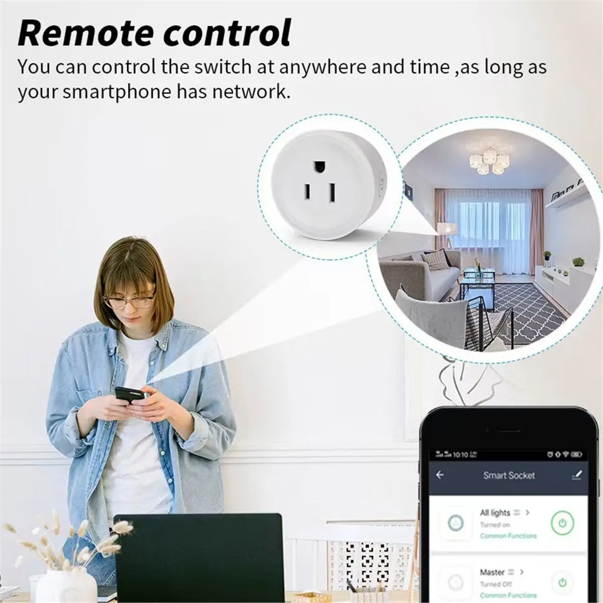Фото Умная мини-розетка A08I, Wi-Fi-розетка для Apple HomeKit, Alexa и Google Assistant, сертифицирована MFi, без хаба, 2 штуки, американская вилка №4