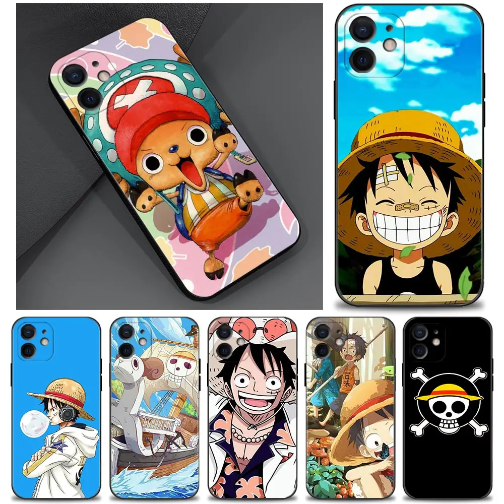 

Phone Case for iPhone 12 13 11 pro max XR X XSmax 8 7 6 6s plus SE 5 5s Cover Silicone Funda Black Capa Anime One Piece