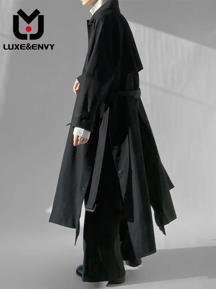 

Тренчкот LUXE & ENVY мужской длинный, Свободное пальто выше колена в японском стиле ретро, средней длины, весна-осень 2023