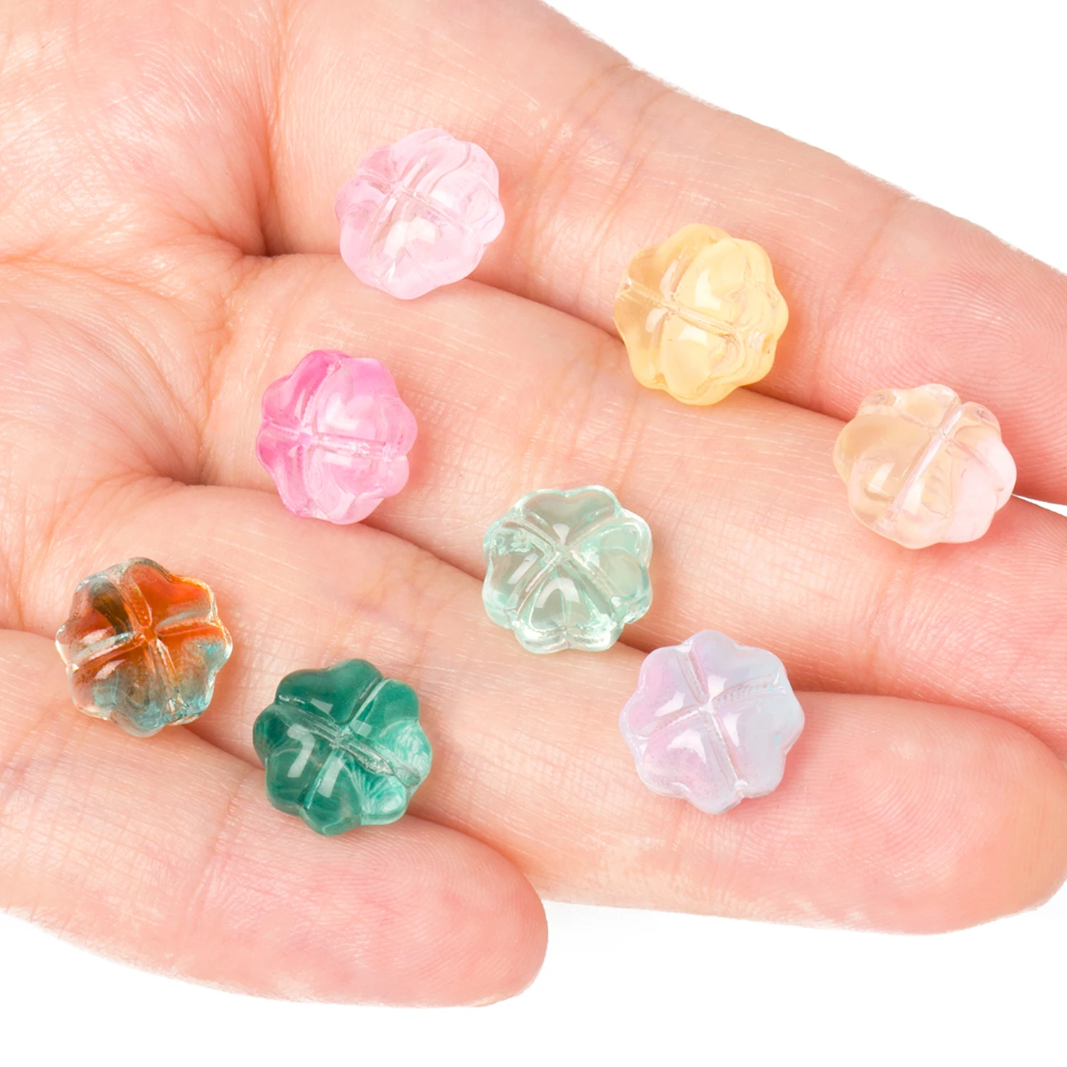 

20pcs Four Leaf Clover Lampwork Glass Beads Multicolor Czech Crystal Loose Beads For Jewelry Making Handmade Beacelets Accessory
