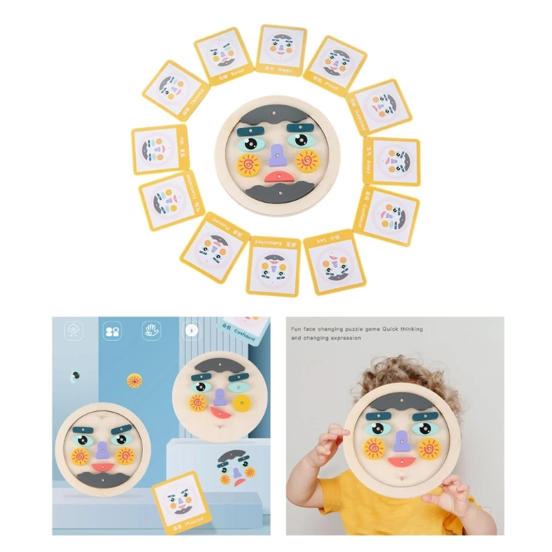 

Wooden Puzzles for Toddlers Boys & Girls Expressions Funny Emotions