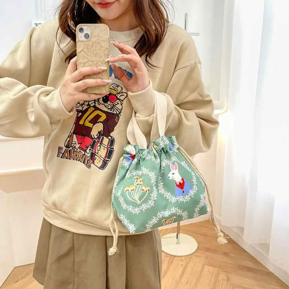 Милая Холщовая Сумка на шнурке с цветочным принтом