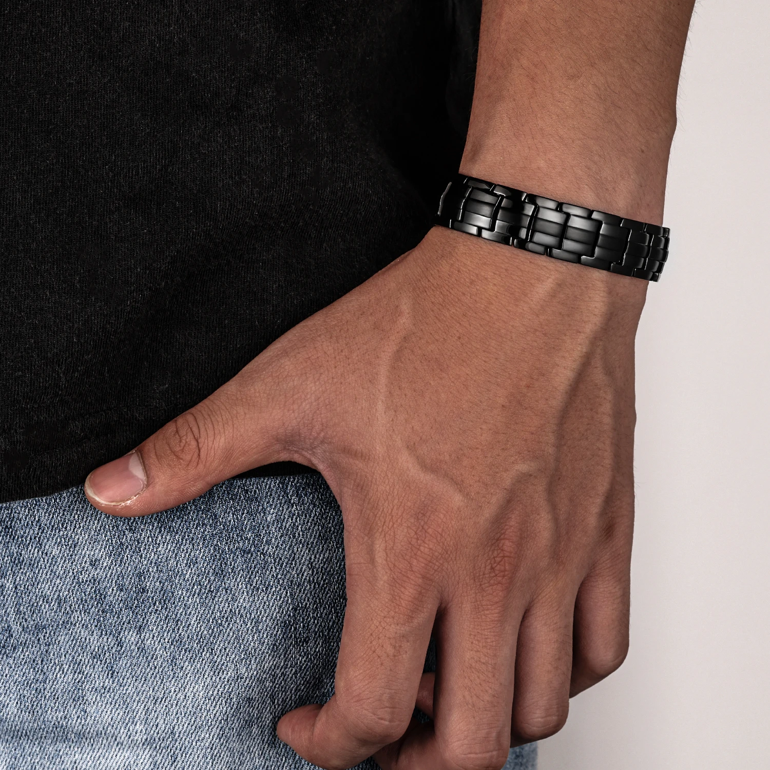 Браслет для магнитной терапии модный мужской двухрядный прочный браслет с