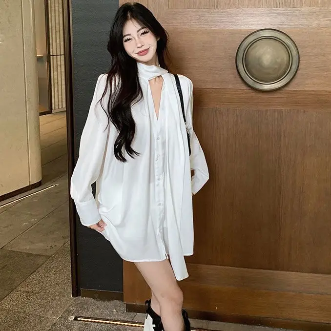 Блузка женская с V-образным вырезом свободная и приталенная рубашка из шифона