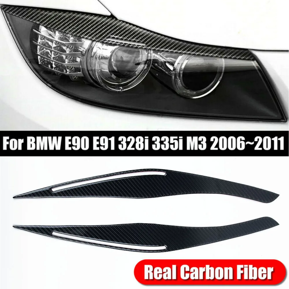 

No drilling required Headlight Eyelid Cover Ultra-light Carbon Fiber For BMW E90 E91 328i 335i 2009-2012 High Quality