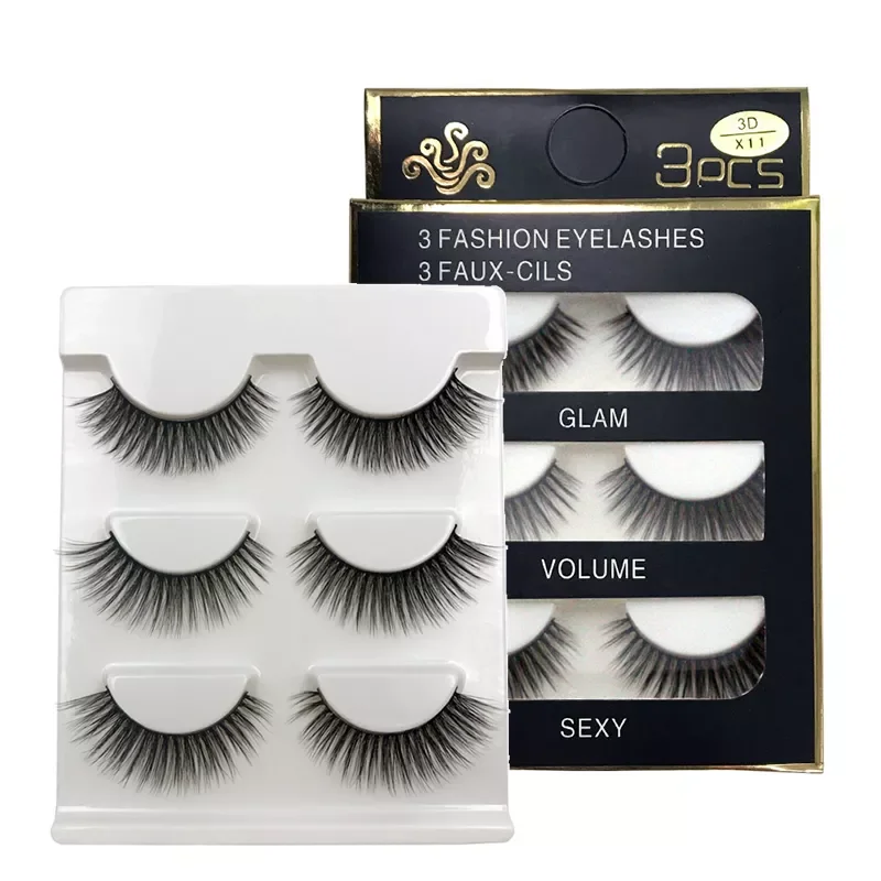

3 Pairs natural false eyelashes thick make ups 3d mink lashes soft eyelash extension fake eyelash long mink eyelashes