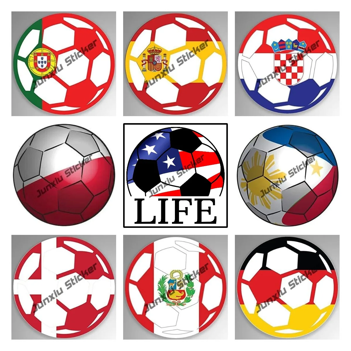 

Germany Football Flag Vinyl Sticker Croatia Football Spain Portugal Football Poland Football Denmark Peru Philippines Flag Decal