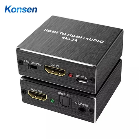 HDMI аудиоэкстрактор 4K HDMI-HDMI с оптическим TOSLINK SPDIF + 3,5 мм