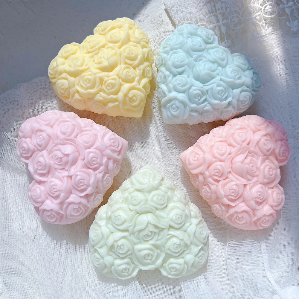 Силиконовая кружевная форма в виде Розы сердца свечи идеи для подарка на День