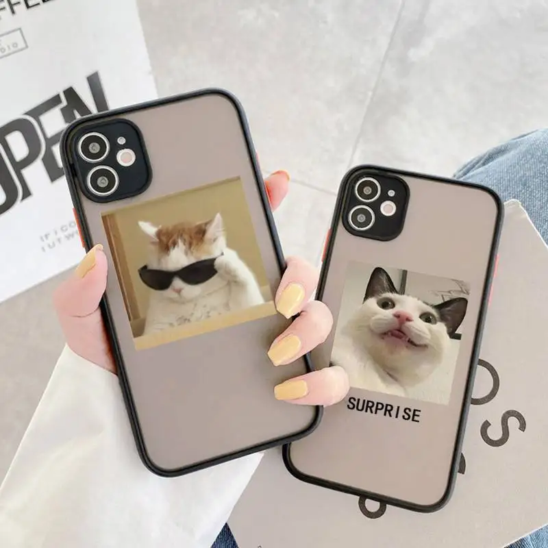 

Funny cute cat animal Phone Case matte transparent For iphone 11 12 13 7 8 plus mini x xs xr pro max cover
