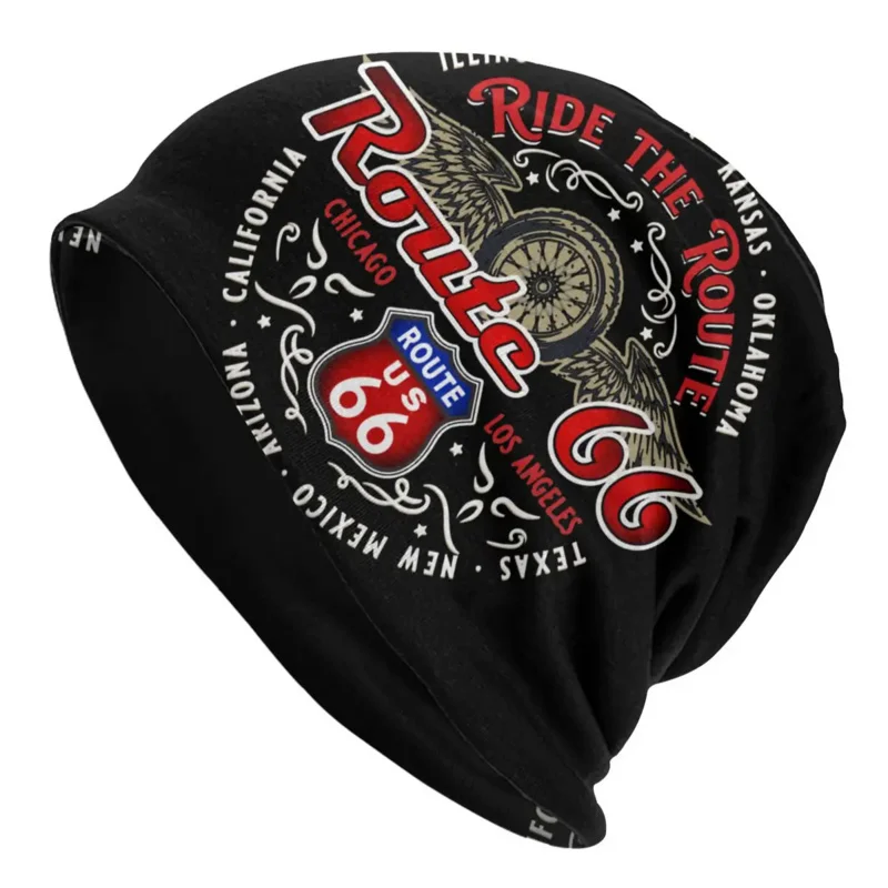 

Ride The Route Motorcyle Bikers America's Highway Bonnet Homme Fashion Thin Skullies Beanies Caps For Men Women Style Hats