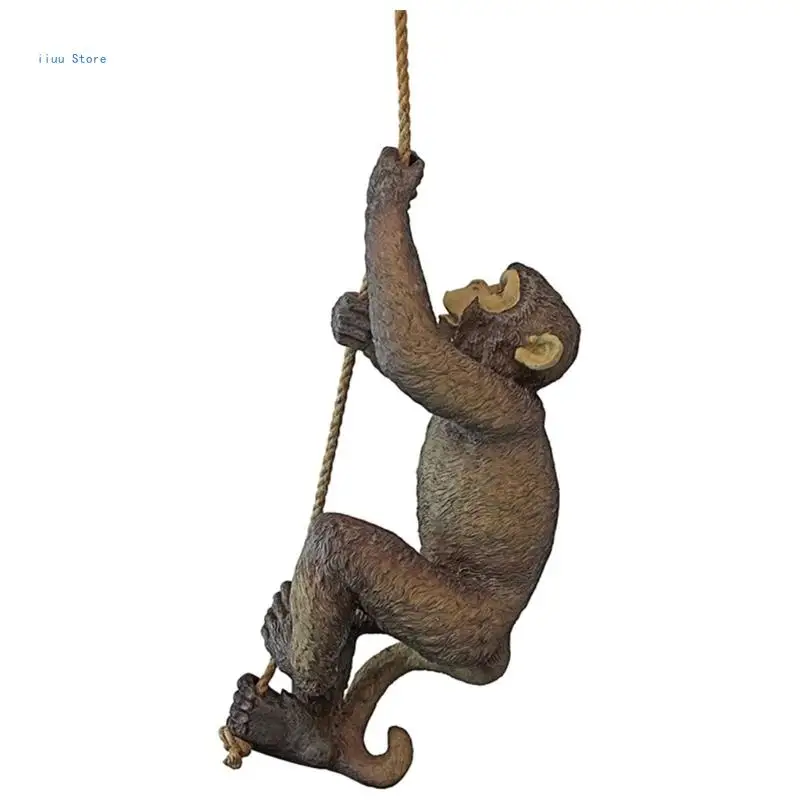 

Climbing Monkey/Chimpanzee Animal Statue Patio Hanging Resin Sculpture Outdoor Figurine Ornament Craft Statue Decoration