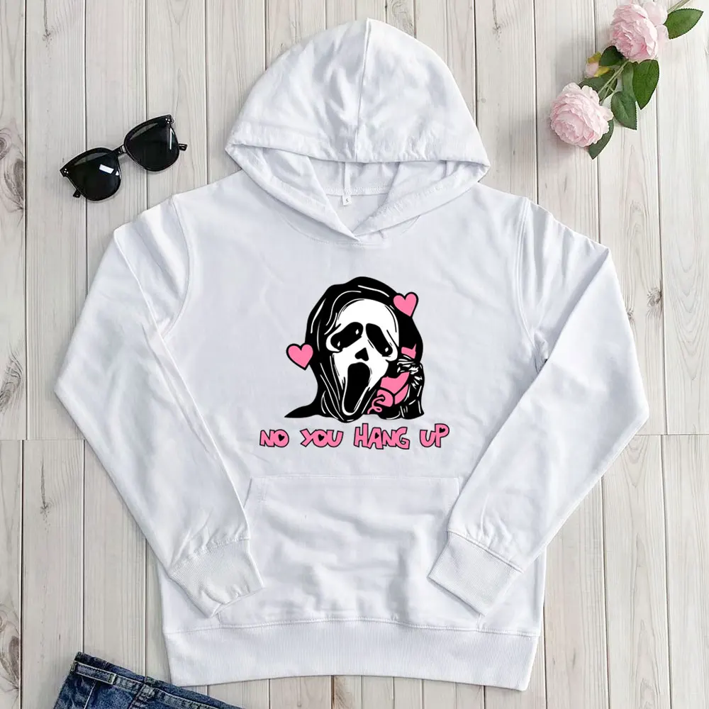 

Смешные Толстовки на Хэллоуин с графическим принтом No You Hang Up, осенне-зимние повседневные Пуловеры унисекс из 100% хлопка, топ с капюшоном и дл...