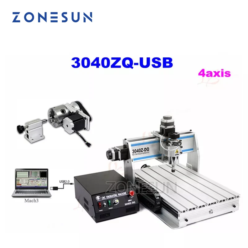 ZONEUN 3040Z-DQ 300 Вт USB 4-осевой сверлильный фрезерный станок с ЧПУ FD37309163