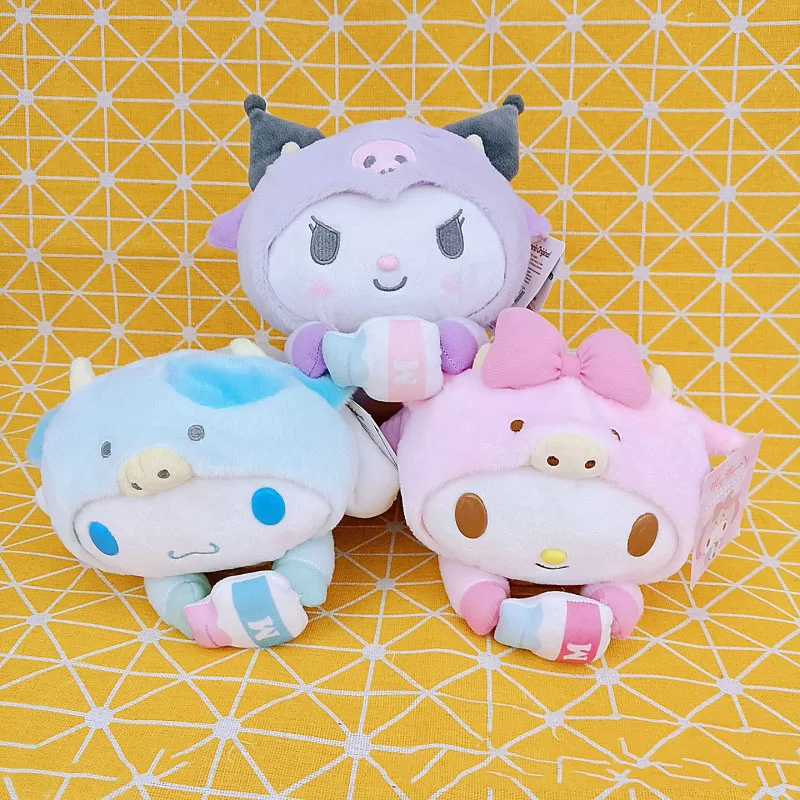 

New Kawali Cartoon Cos Cow My Melody Baby Cinnamorol Kuromi Soft Stuffed Plush Car Home Decor Fashion Pendant Doll Girls Toys