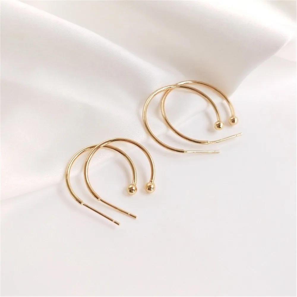 

14K Gold Filled Plated Semicircular ear stud C shaped ear pin Diy earring accessories material