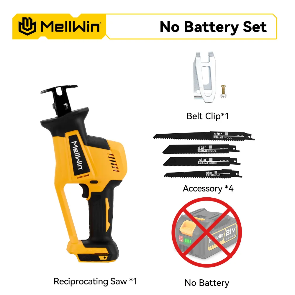 

MELLWIN Бесщеточная сабельная пила 3600 Вт для Makita 18 В